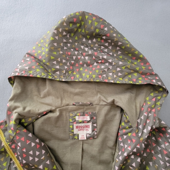 MOSSIMO SUPPLY CO Zip Up Multicolor Print Hooded Windbreaker Jacket Women's L - Picture 6 of 11